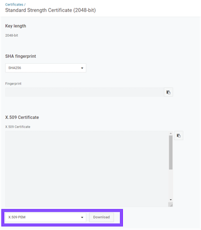 Click to download the X.509 cert PEM