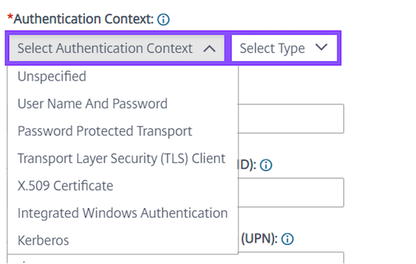 Select and choose the level of specificity you want to enforce for Authentication Context