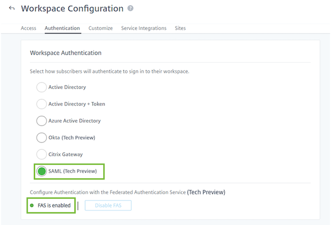 Select the SAML (Tech Preview)