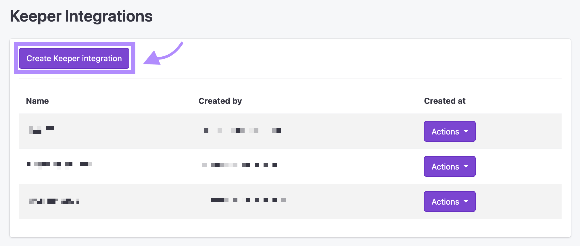 Create Keeper integration