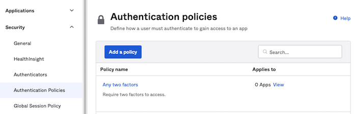 Create a new sign-on policy