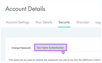 Click on the 'Enable Two Factor Authentication button'