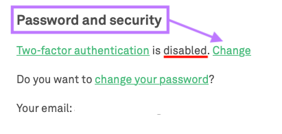 Change the Two-factor authentication settings