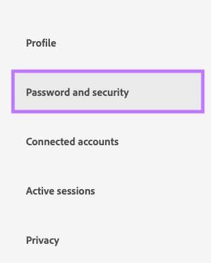 Click on Password and security