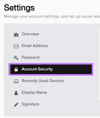 Click on Account Security