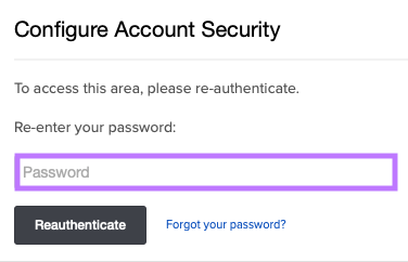 Re-enter your password