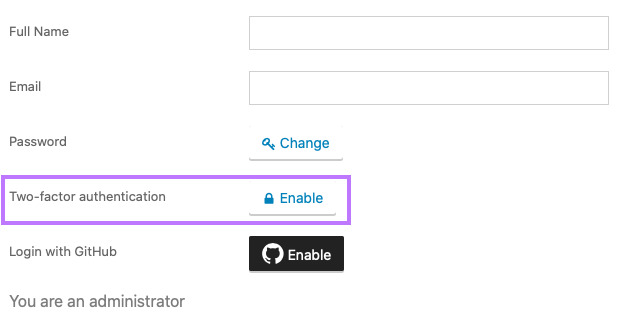 Enable Two-factor authentication