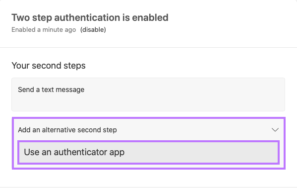  Use an authenticator app