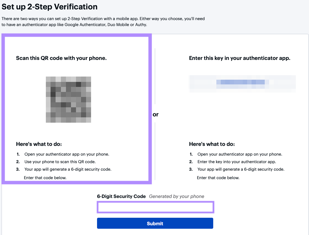 Scanning the code