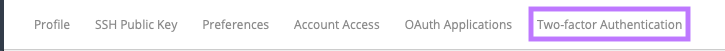 Select Two-factor Authentication from the dropdown menu