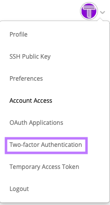 Select the Two-factor Authentication tab from your Account Page