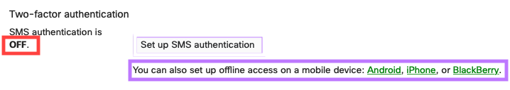 Two-factor on a mobile device