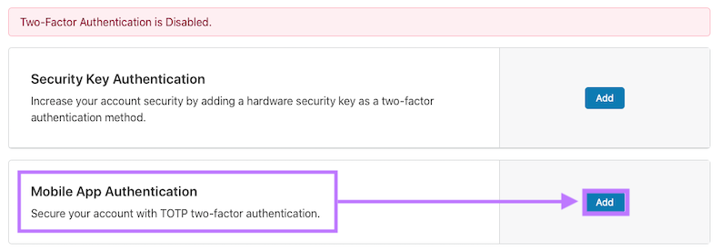 Add Mobile Authentication App