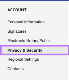 Navigate to Privacy & Security