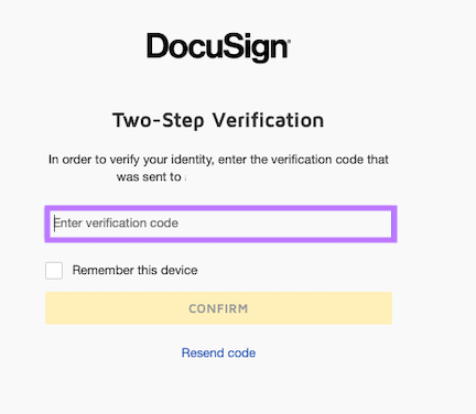 Verify using a code & email address