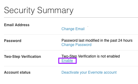 Enable 2-step verification