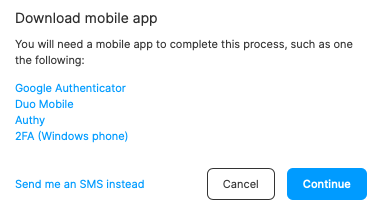 Select an authentication app