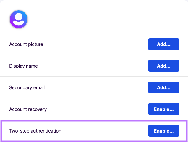 Enable Two-step authentication