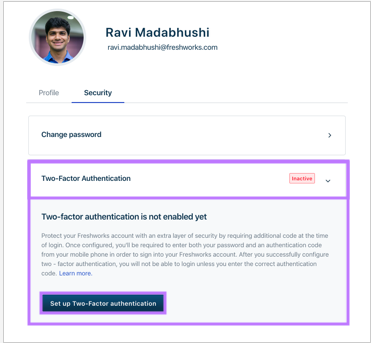 Setting up Two-Factor authentication