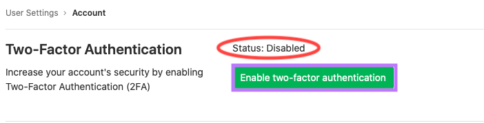 Enable Two-factor authentication