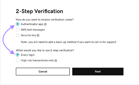 Click on 2 Step Verification