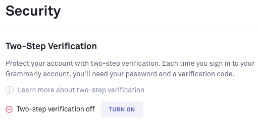 Turn on Two-factor Authentication