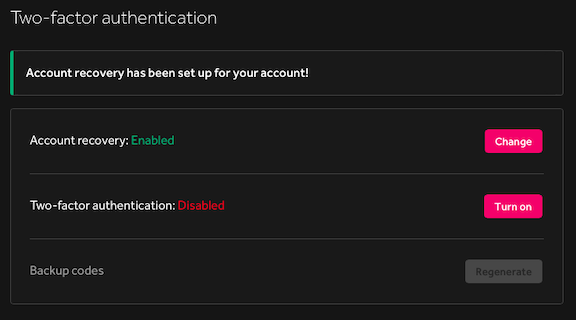 Enable Two-factor authentication