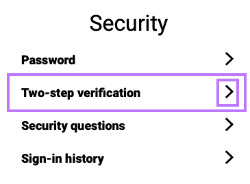 Access the Security section