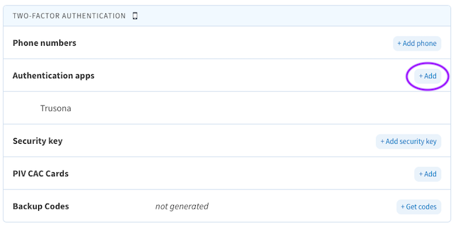 Adding Two-factor authentication to account