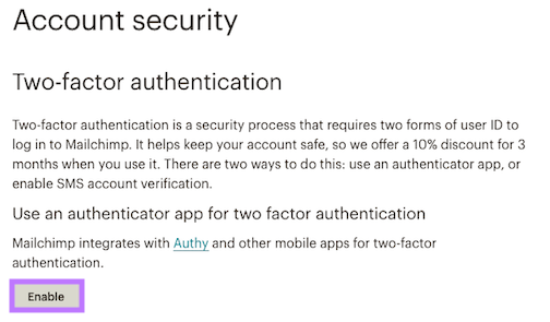 Enable 2fa for Account Security