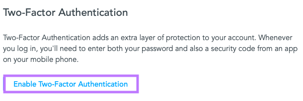 Enable Two-Factor Authentication