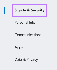 Click on Sign In & Security