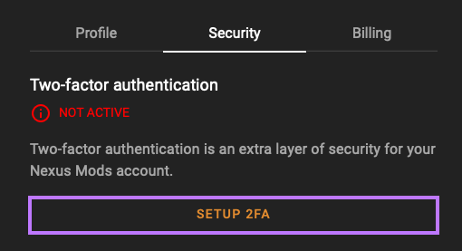 Access the security tab