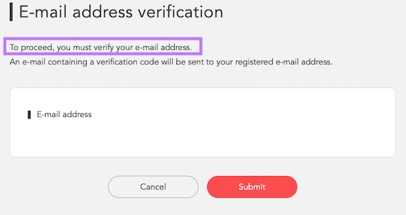 Obtain verification email 