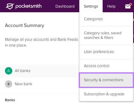 Locate 'Security & connections' tab