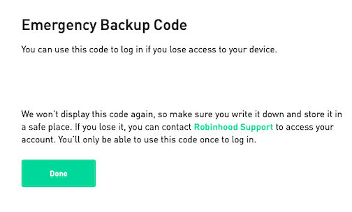 Safely store backup codes