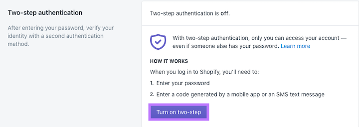 Turn on 2-step verification