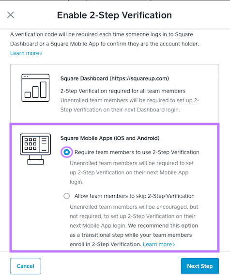 Enable 2-Step Verification on mobile