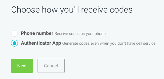 Choose Authenticator app