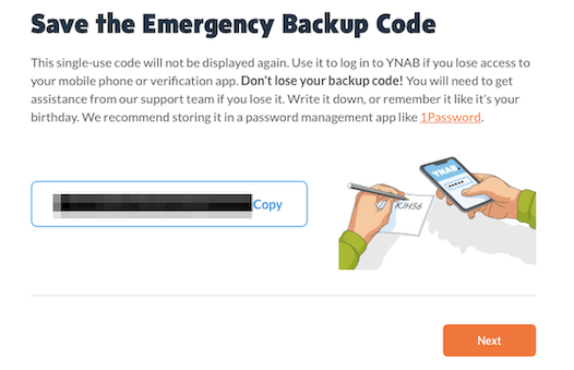 Securely store backup code